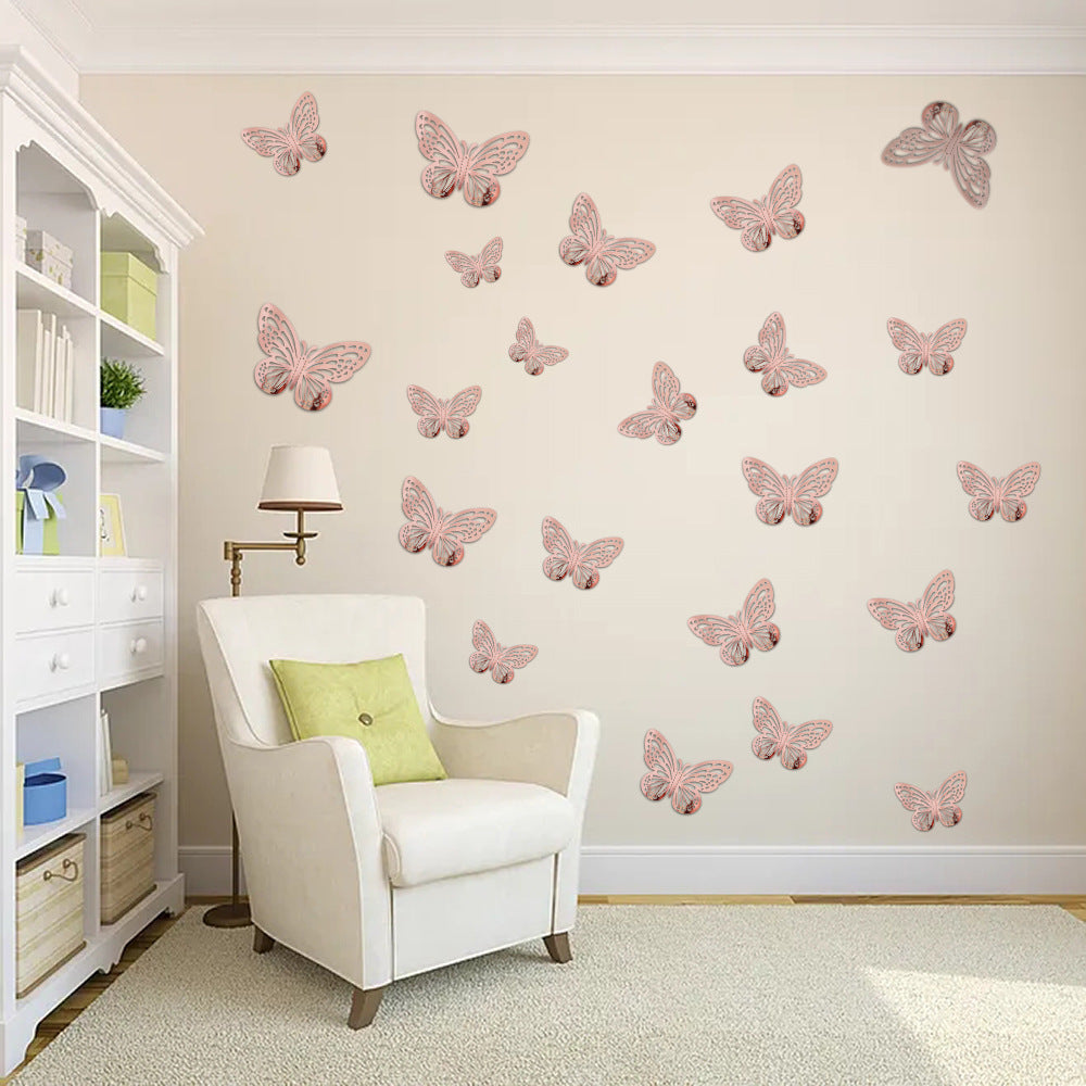 Foreign trade 3d Three-Dimensional Hollow butterfly wall stickers living room wall decorations holiday layout warm and romantic self-adhesive stickers