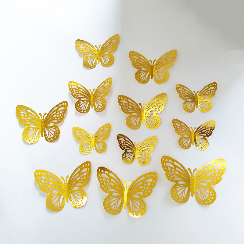 Foreign trade 3d Three-Dimensional Hollow butterfly wall stickers living room wall decorations holiday layout warm and romantic self-adhesive stickers