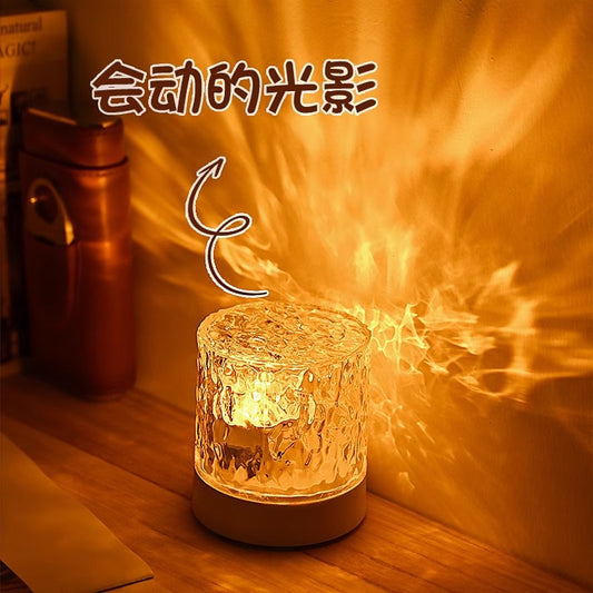 Water ripple lamp atmosphere lamp bedroom night light romantic rotating water pattern lamp bedside lamp projection aurora gift