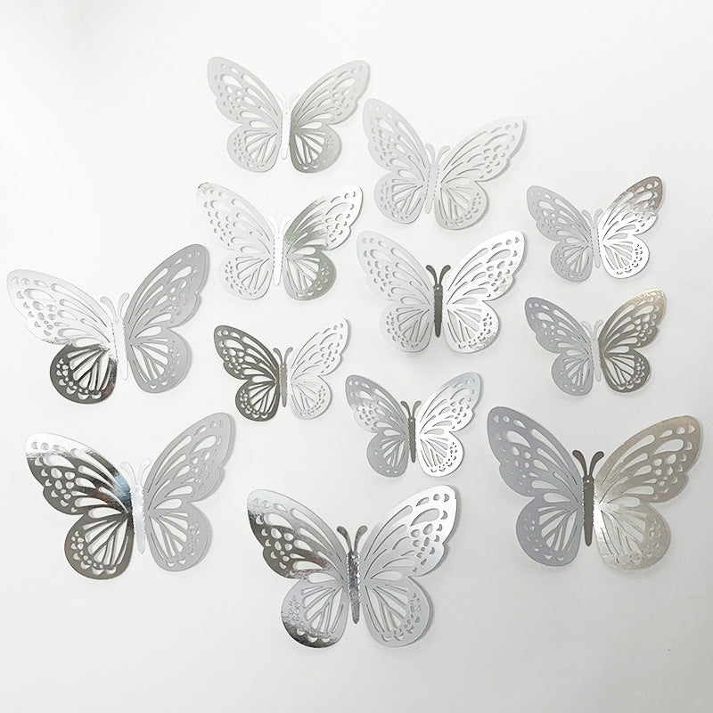 Foreign trade 3d Three-Dimensional Hollow butterfly wall stickers living room wall decorations holiday layout warm and romantic self-adhesive stickers
