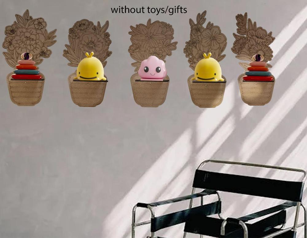 3D Engraved Flower Bucket Shelves