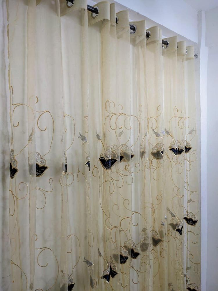1 Pc Organza Embroidery  Curtain