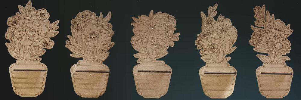 3D Engraved Flower Bucket Shelves