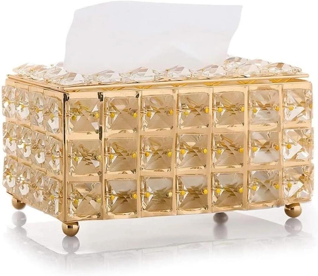 Stylish Golden Tissue Box - 1 Pc for Enhancing Interior Decor
