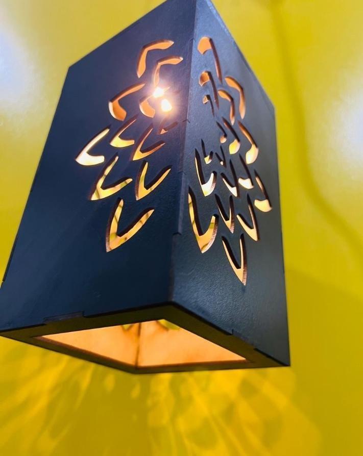 Floral Cutouts 3D Laser Cutting Wooden Ceiling Lamp