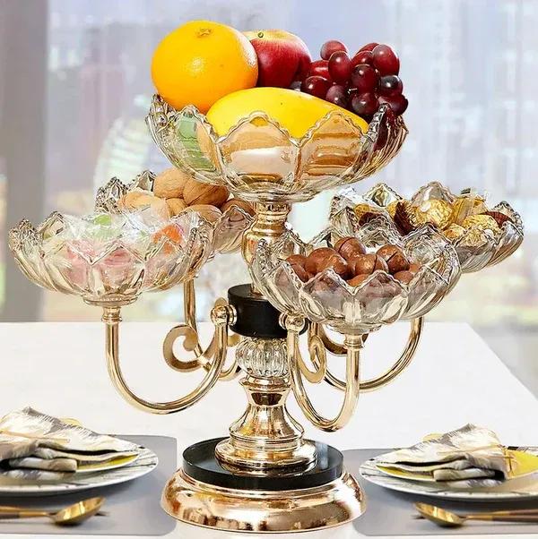 Elegant Golden Decorative Tray - 2 Pcs Unique Design