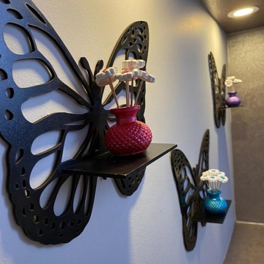 Modern Butterfly MDF Wall Mounted Shelf, Pack Of 4