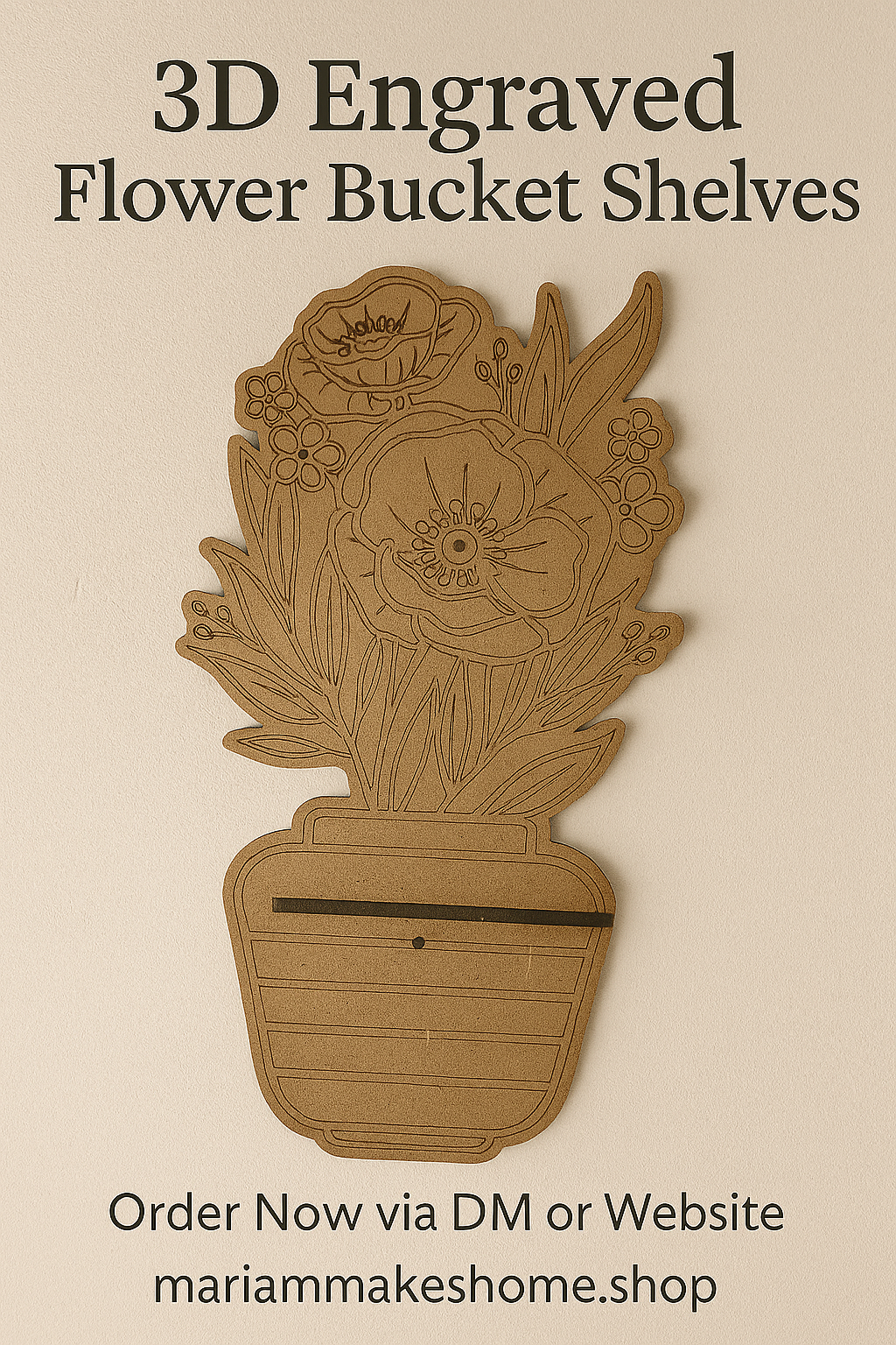 3D Engraved Flower Bucket Shelves
