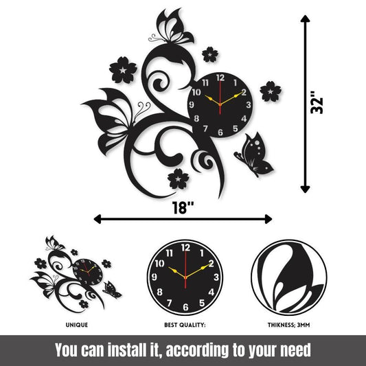 Flower Butterfly Diy Clock