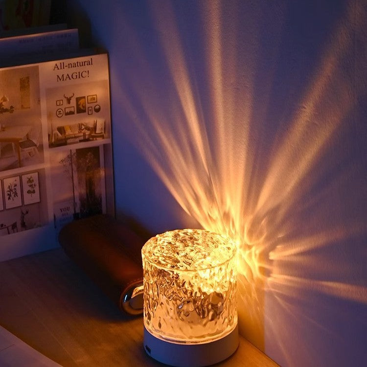 Water ripple lamp atmosphere lamp bedroom night light romantic rotating water pattern lamp bedside lamp projection aurora gift