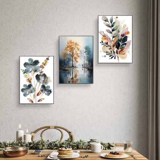 Multicolor Abstract Art Wall Frames - 3 Pcs for Customizable Decor