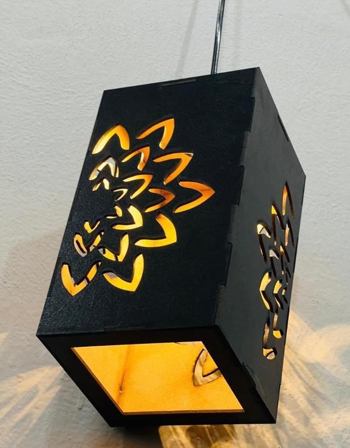 Floral Cutouts 3D Laser Cutting Wooden Ceiling Lamp