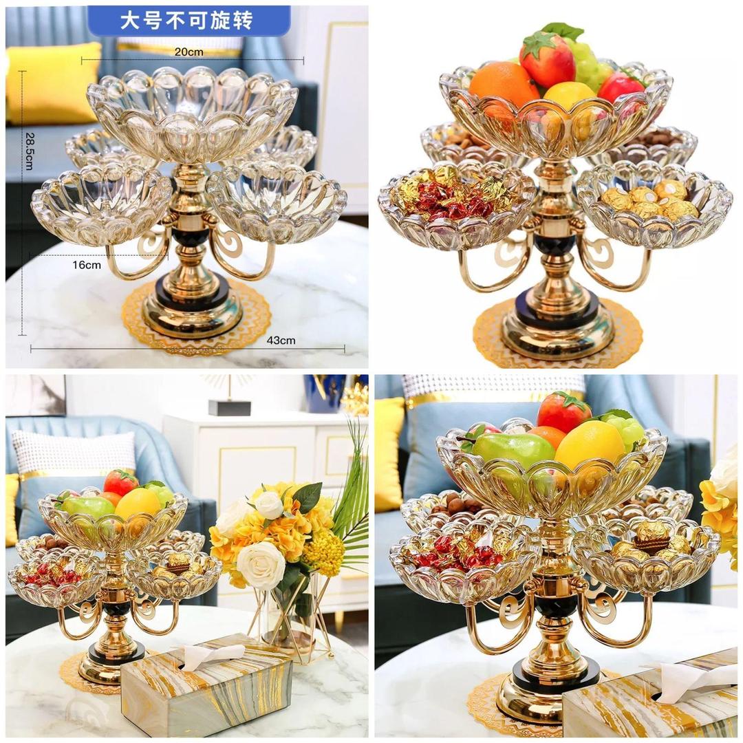 Elegant Golden Decorative Tray - 2 Pcs Unique Design