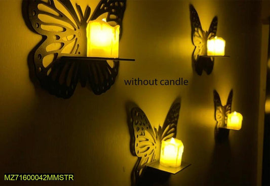 Modern Butterfly MDF Wall Mounted Shelf, Pack Of 4