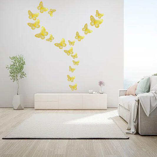 Foreign trade 3d Three-Dimensional Hollow butterfly wall stickers living room wall decorations holiday layout warm and romantic self-adhesive stickers