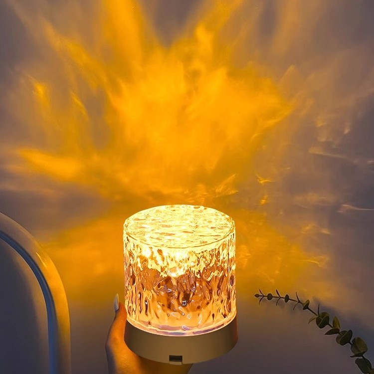 Water ripple lamp atmosphere lamp bedroom night light romantic rotating water pattern lamp bedside lamp projection aurora gift