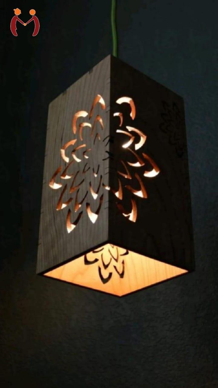 Floral Cutouts 3D Laser Cutting Wooden Ceiling Lamp